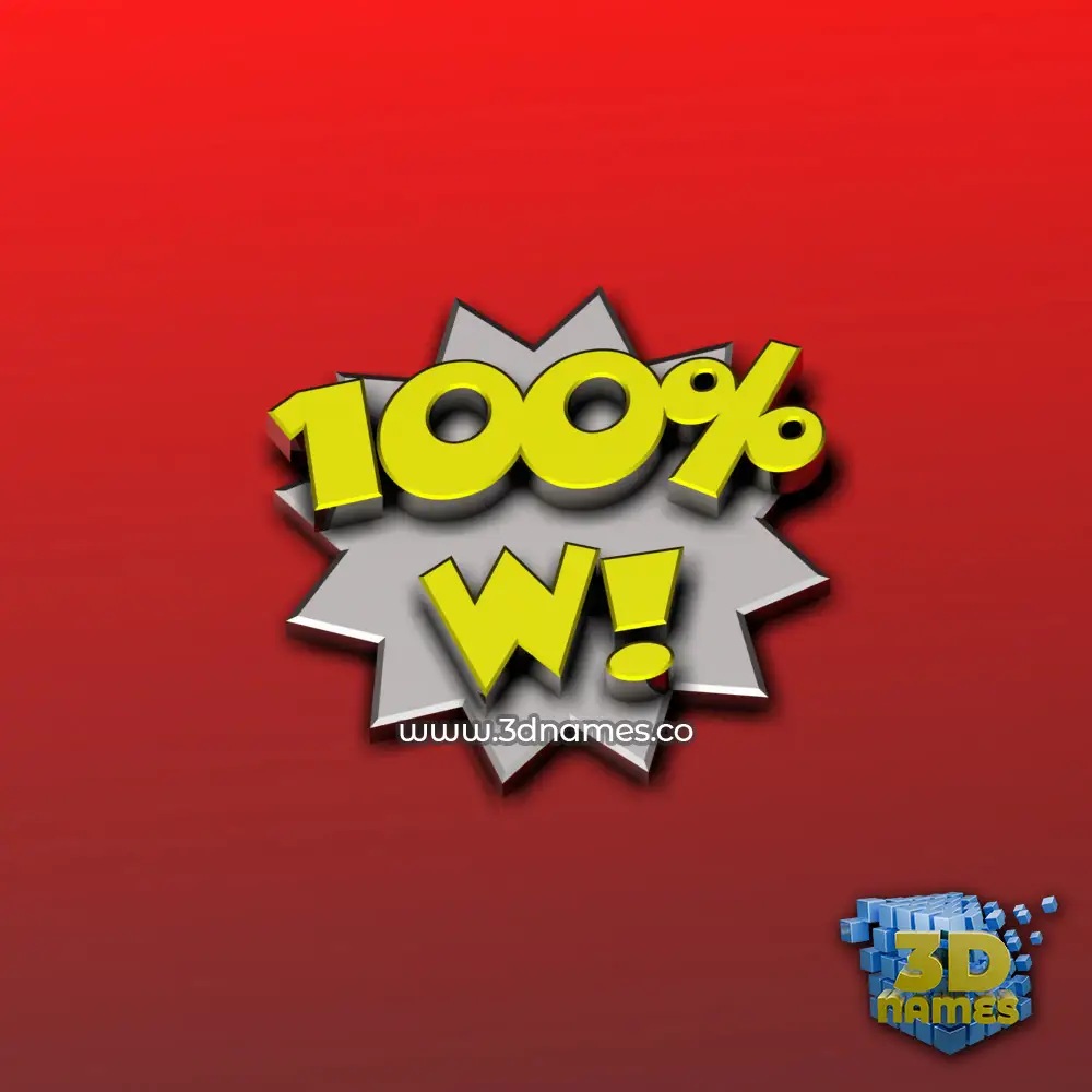 w in 100 Percent style - 3D name wallpaper