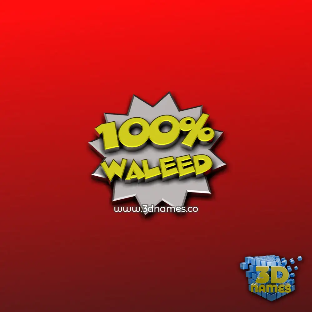 waleed in 100 Percent style - 3D name wallpaper