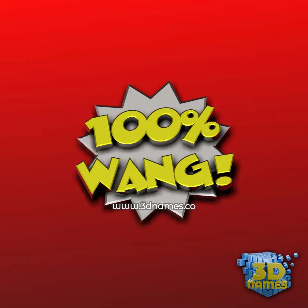 wang in 100 Percent style - 3D name wallpaper