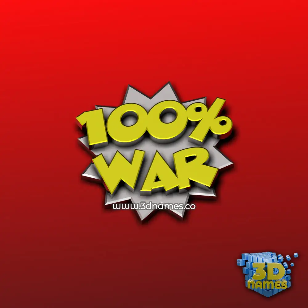 war in 100 Percent style - 3D name wallpaper