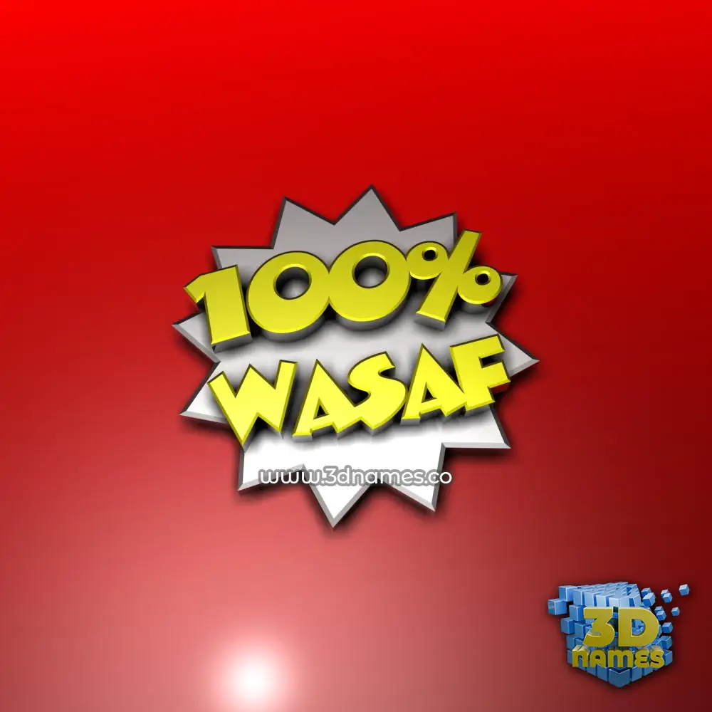 wasaf in 100 Percent style - 3D name wallpaper