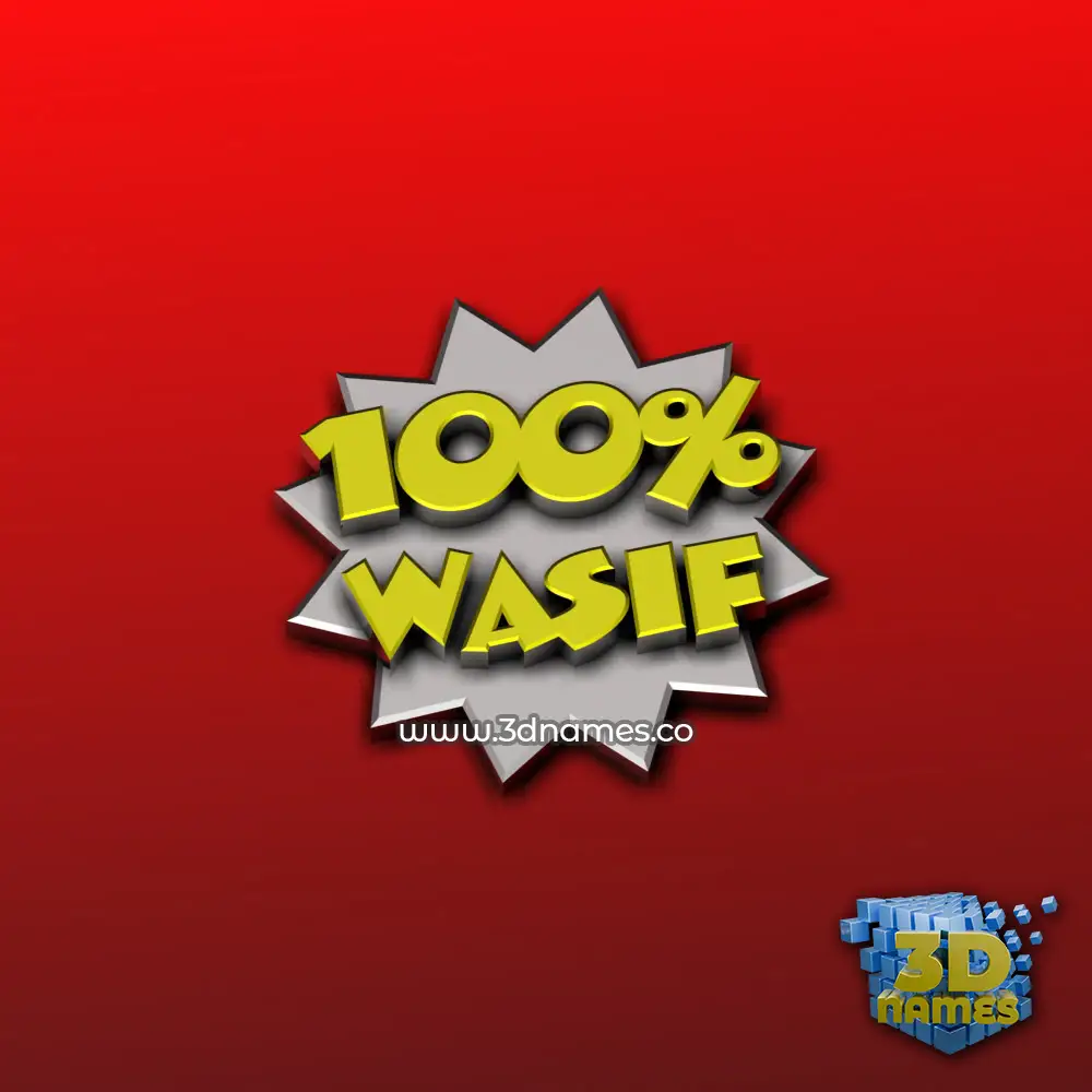wasif in 100 Percent style - 3D name wallpaper