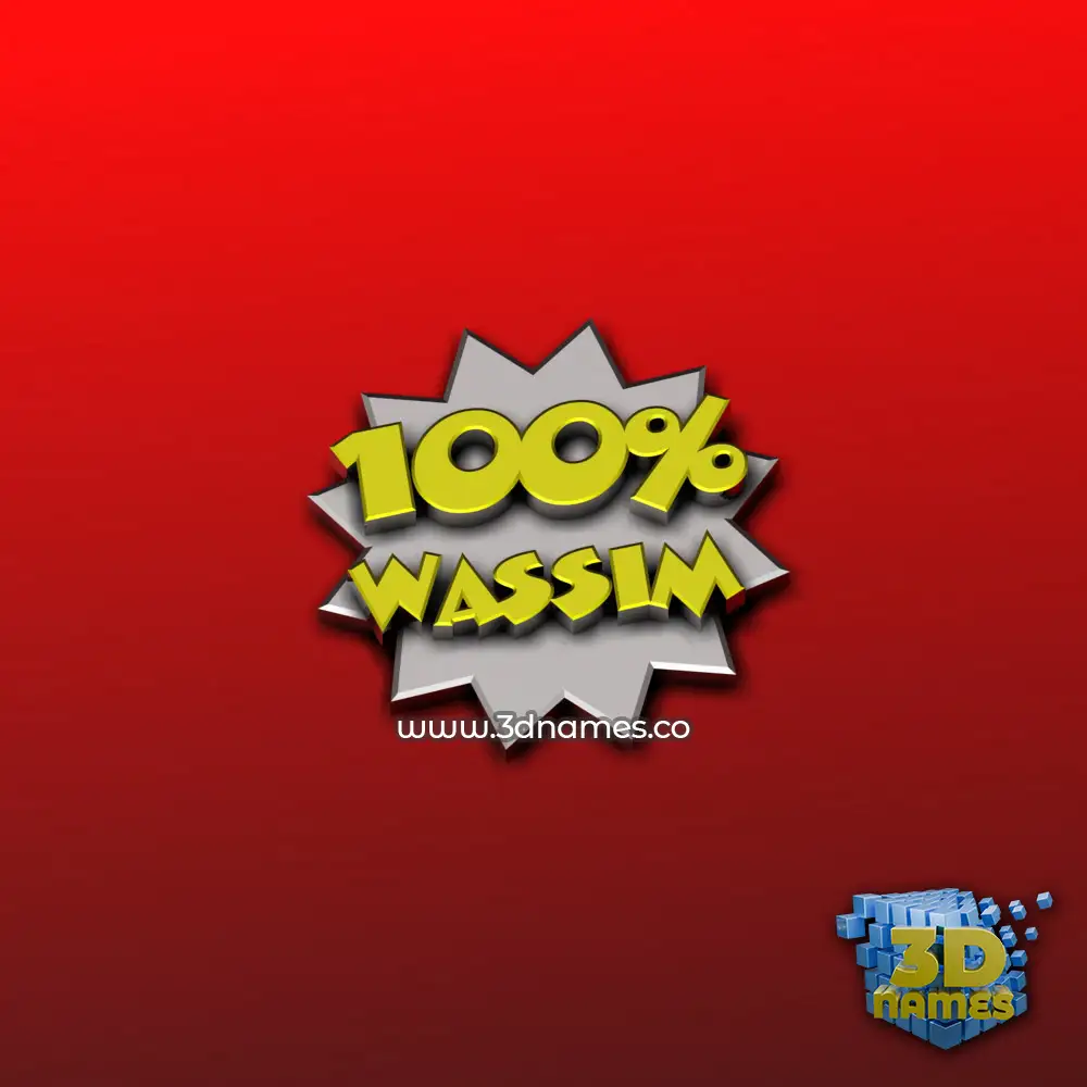 wassim in 100 Percent style - 3D name wallpaper