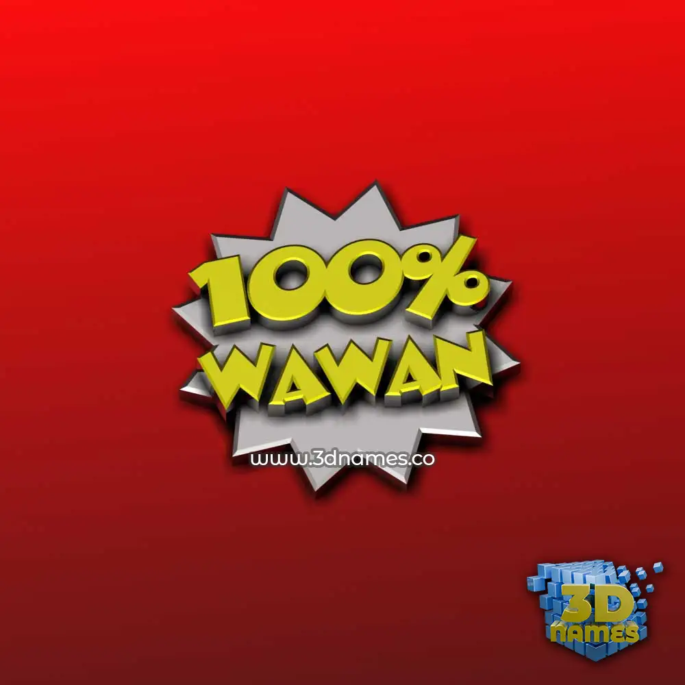 wawan in 100 Percent style - 3D name wallpaper