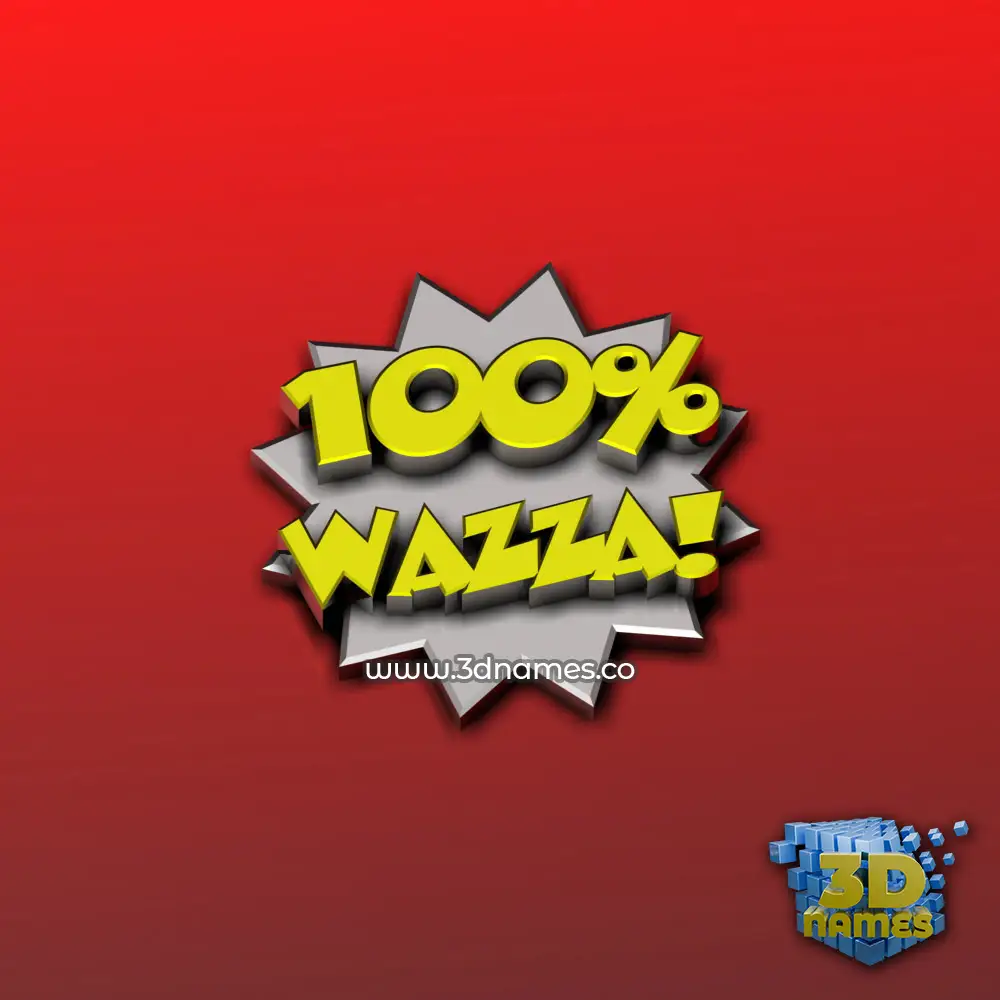 wazza in 100 Percent style - 3D name wallpaper
