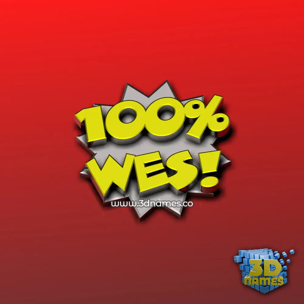 wes in 100 Percent style - 3D name wallpaper