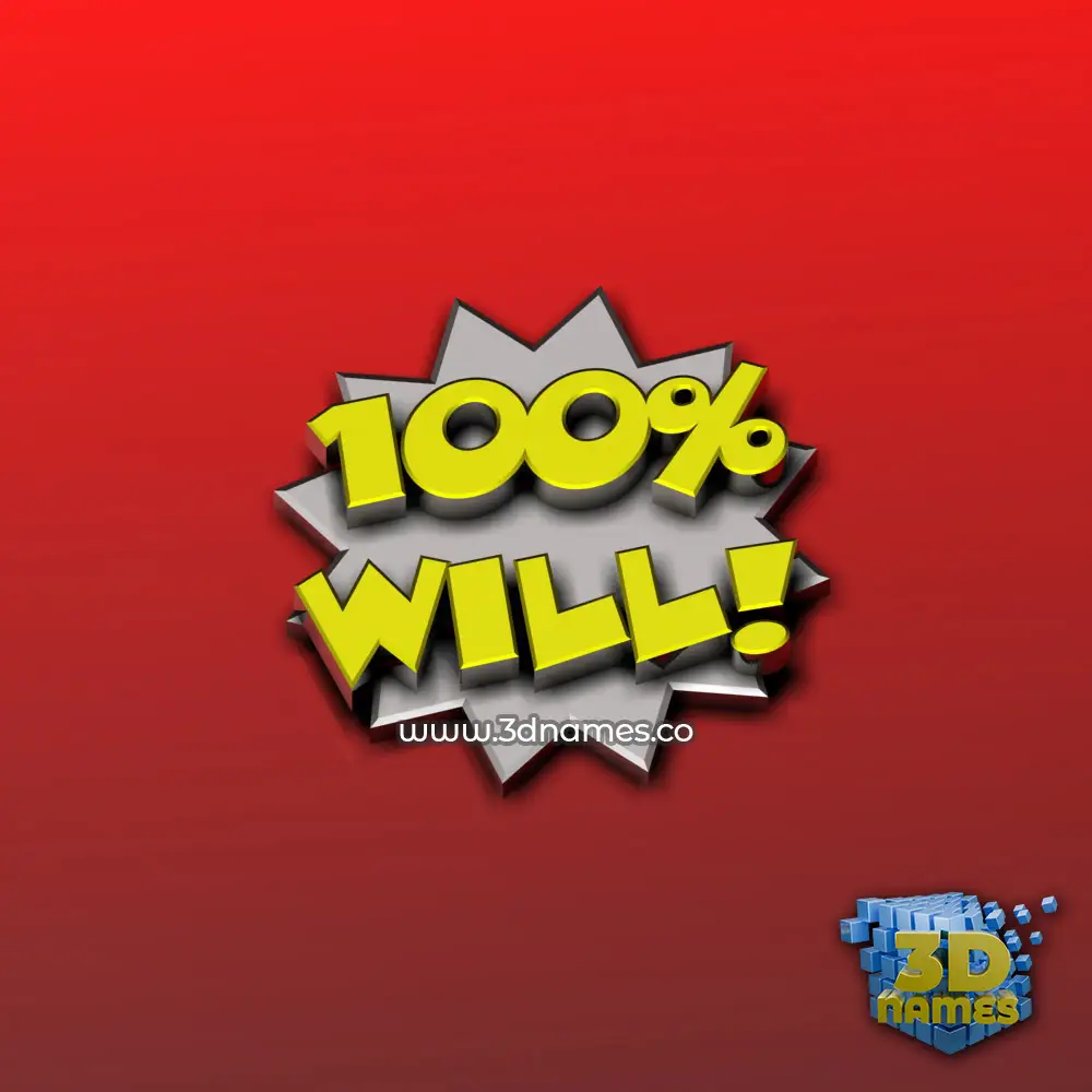 will in 100 Percent style - 3D name wallpaper