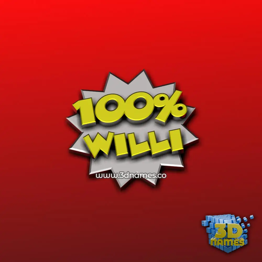 willi in 100 Percent style - 3D name wallpaper