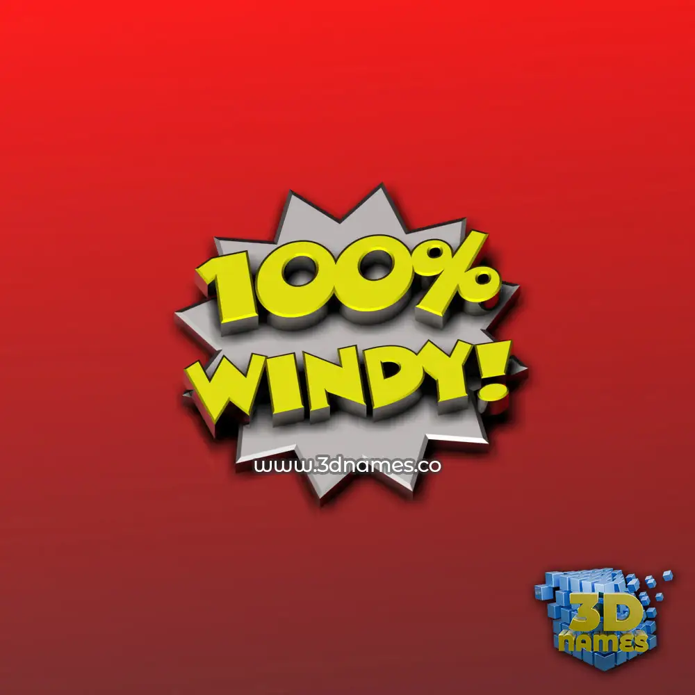 windy in 100 Percent style - 3D name wallpaper