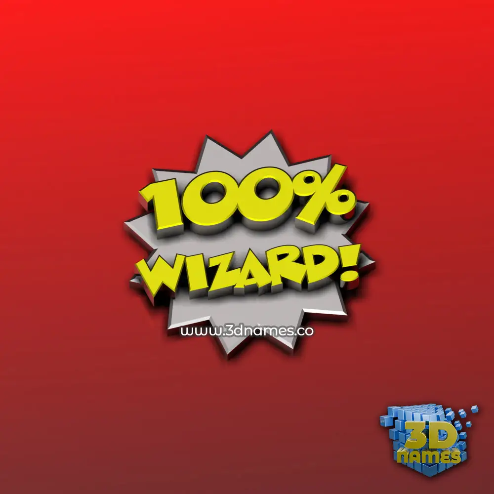 wizard in 100 Percent style - 3D name wallpaper