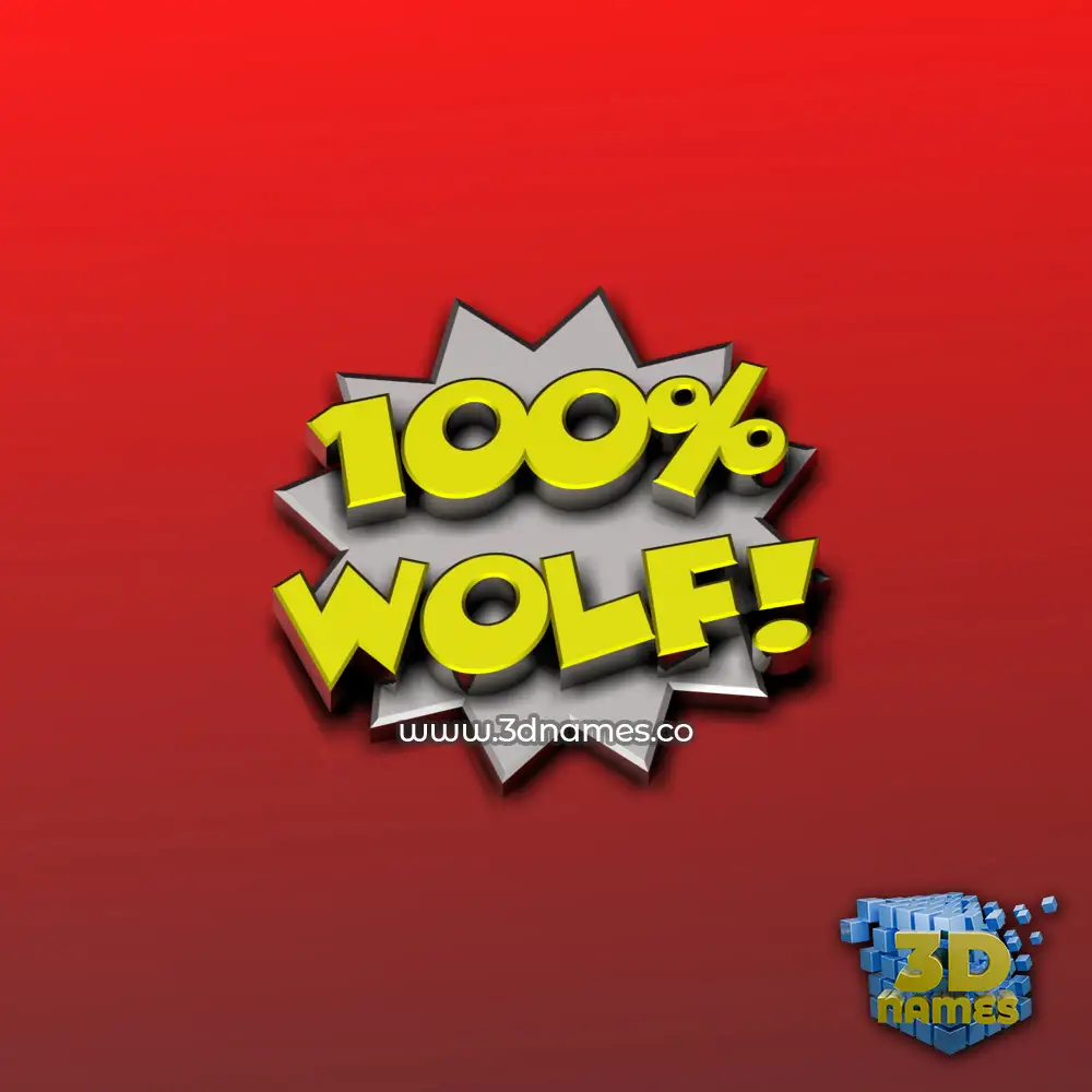 wolf in 100 Percent style - 3D name wallpaper