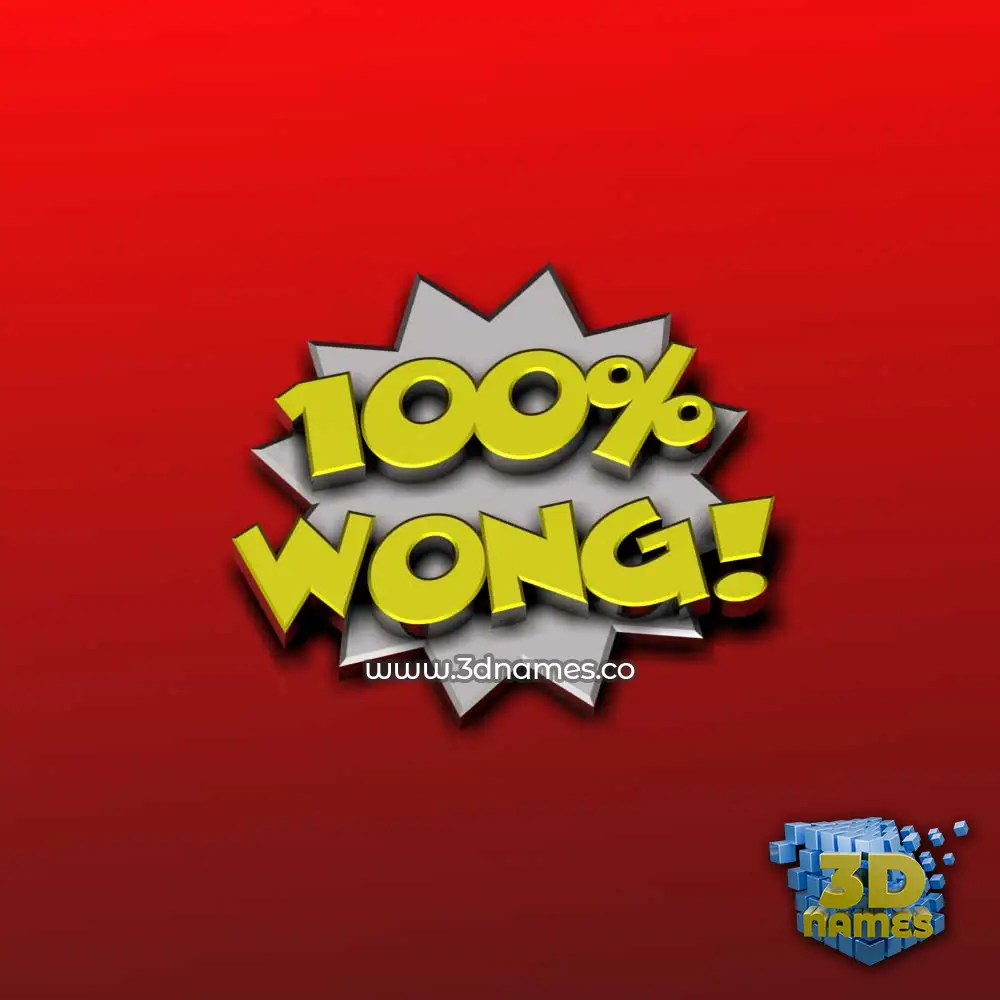 wong in 100 Percent style - 3D name wallpaper
