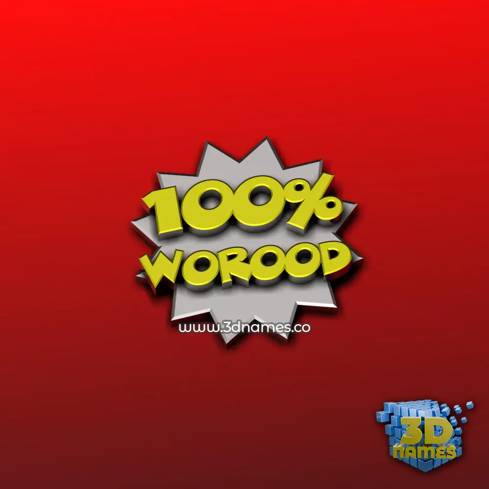worood in 100 Percent style - 3D name wallpaper
