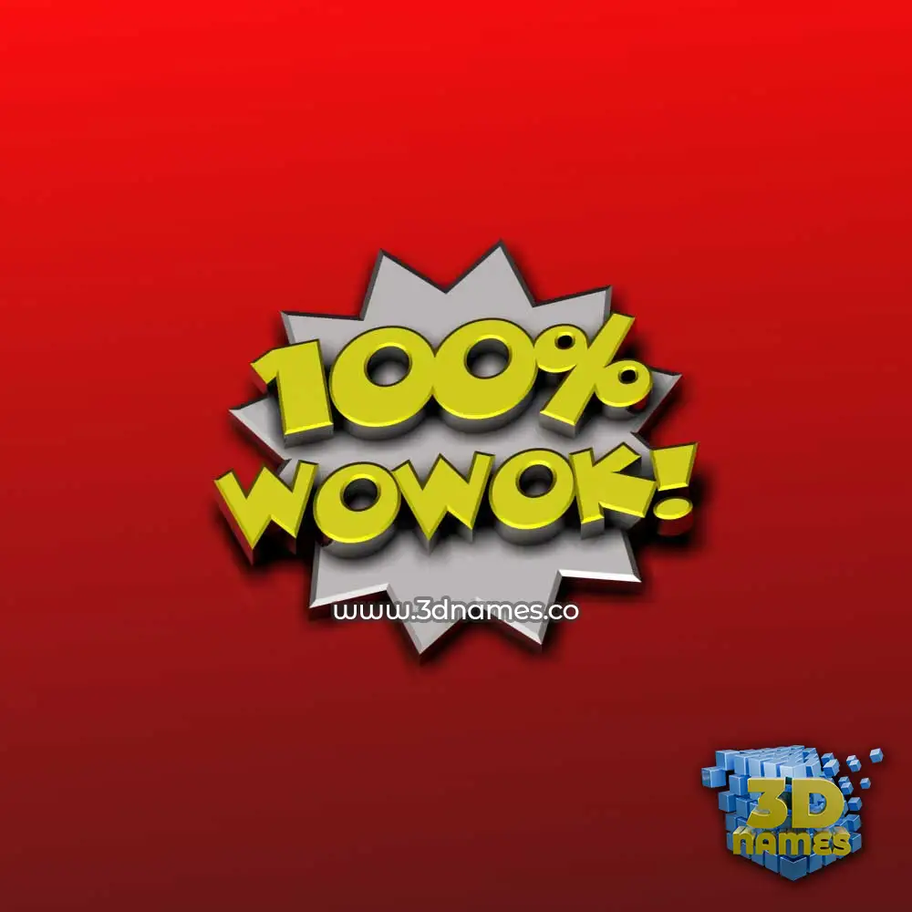 wowok in 100 Percent style - 3D name wallpaper