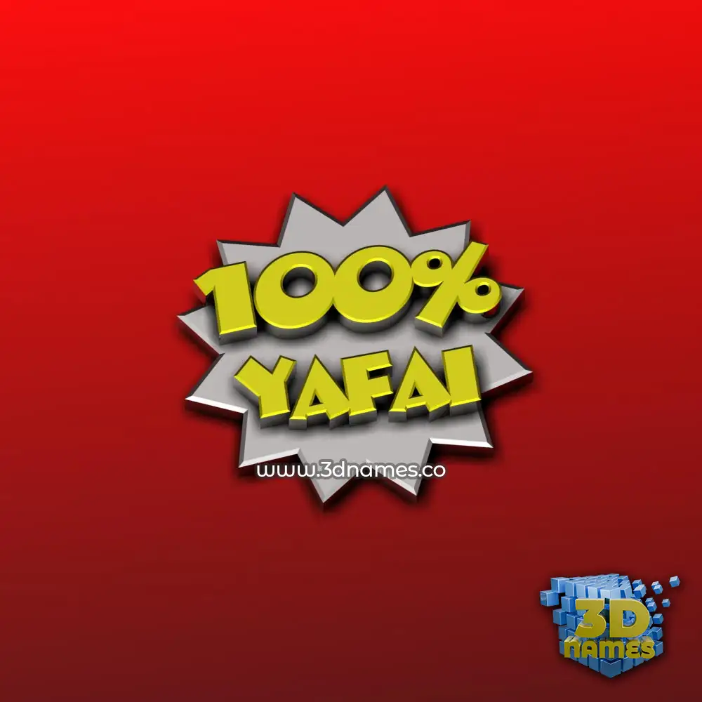 yafai in 100 Percent style - 3D name wallpaper