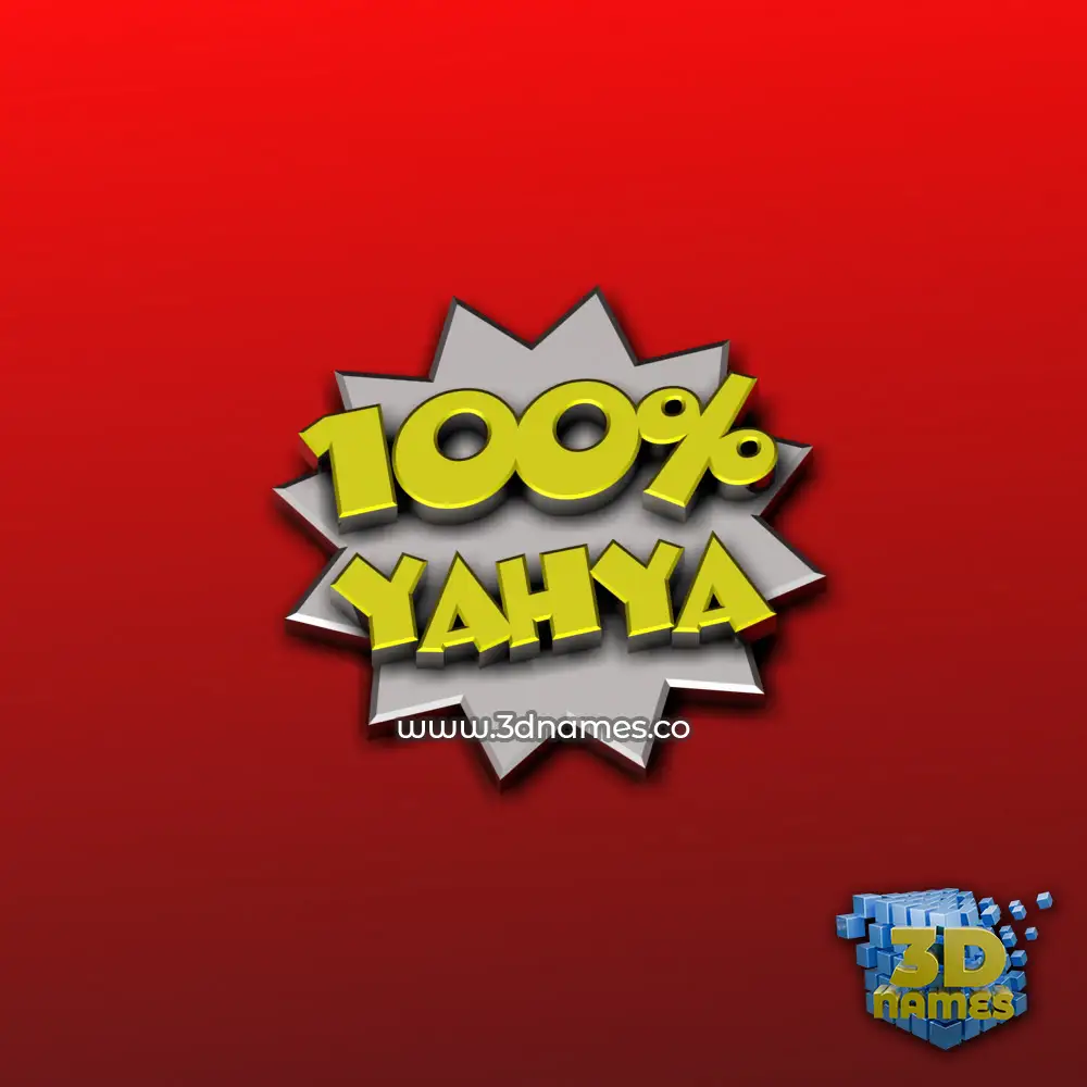 yahya in 100 Percent style - 3D name wallpaper