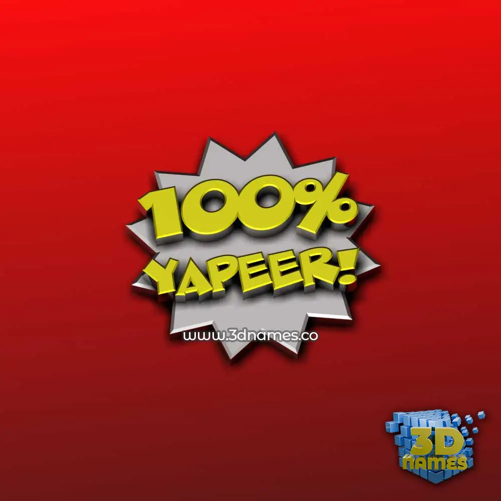 yapeer in 100 Percent style - 3D name wallpaper