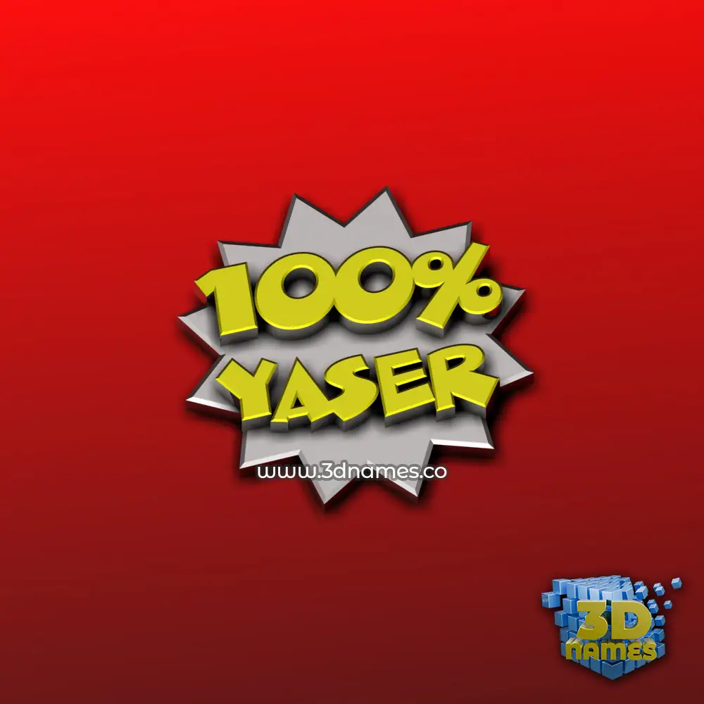 yaser in 100 Percent style - 3D name wallpaper