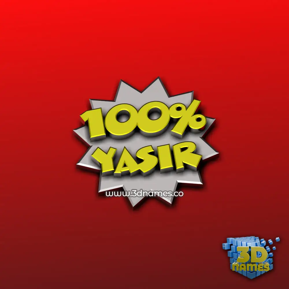 yasir in 100 Percent style - 3D name wallpaper