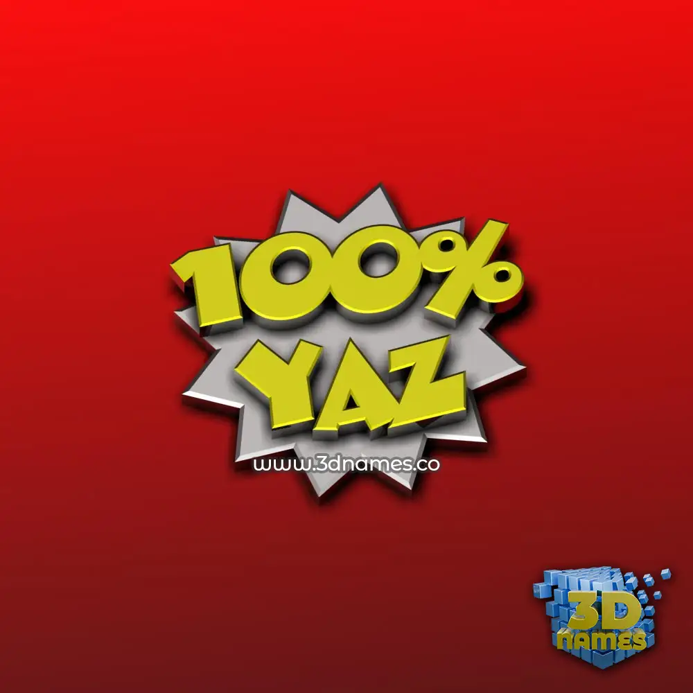 yaz in 100 Percent style - 3D name wallpaper
