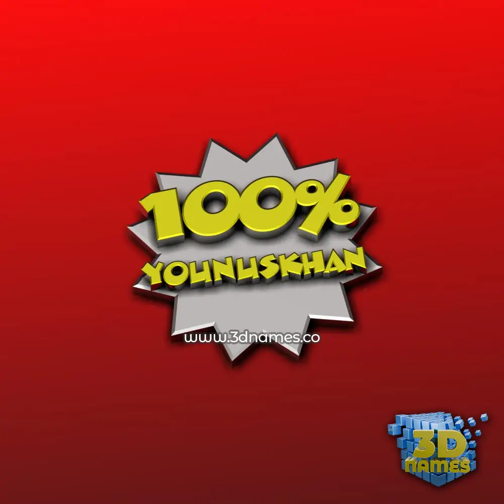 younuskhan in 100 Percent style - 3D name wallpaper