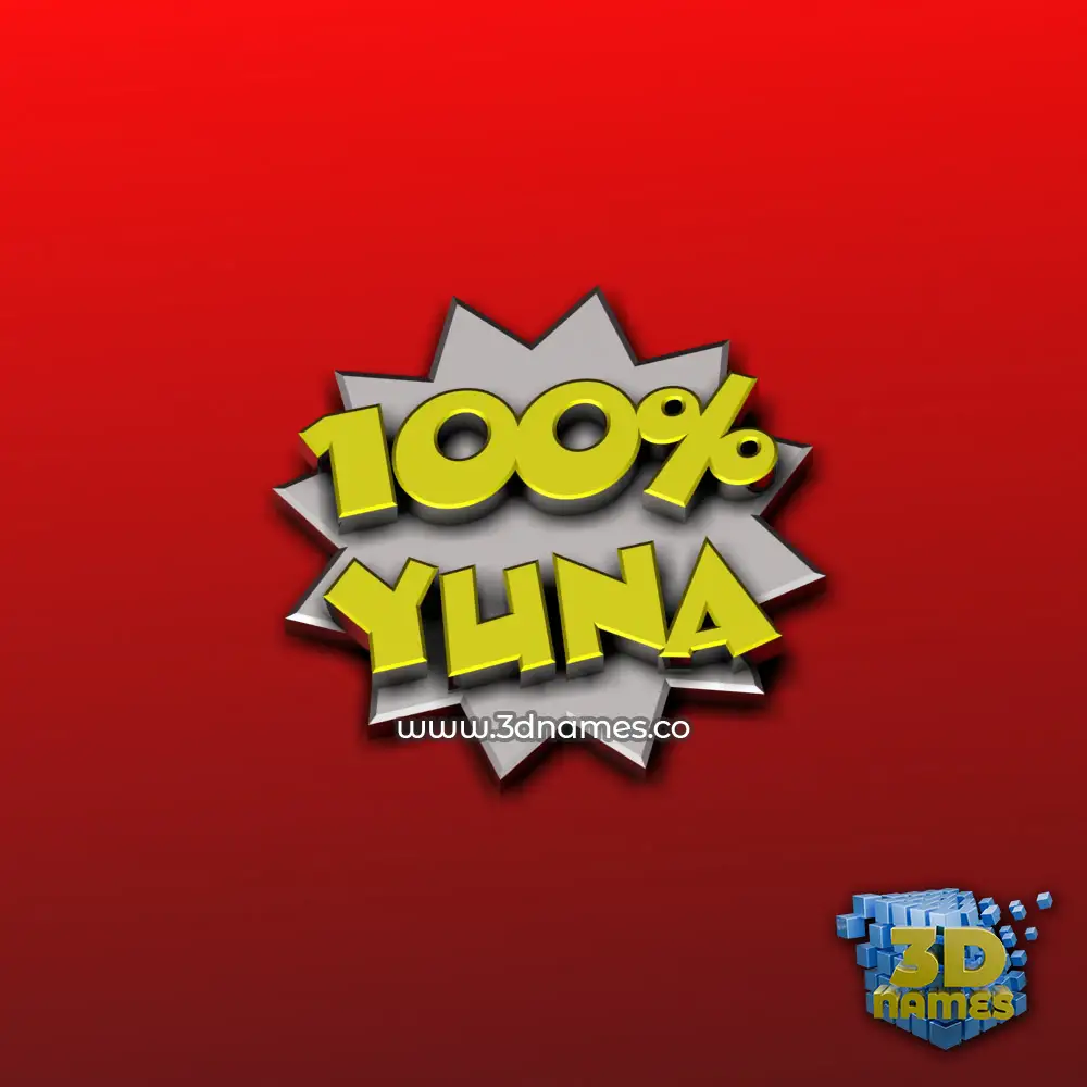 yuna in 100 Percent style - 3D name wallpaper
