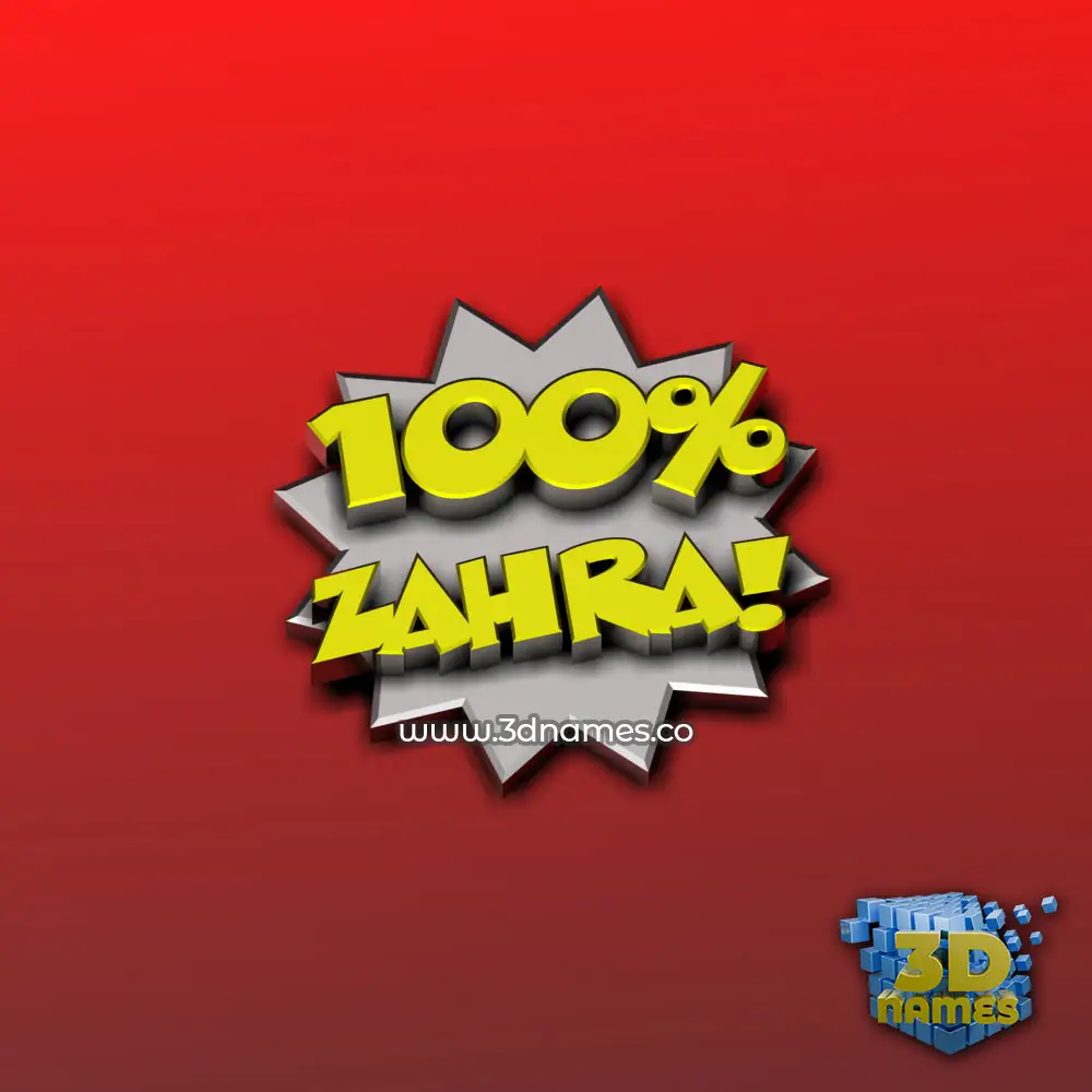 zahra in 100 Percent style - 3D name wallpaper