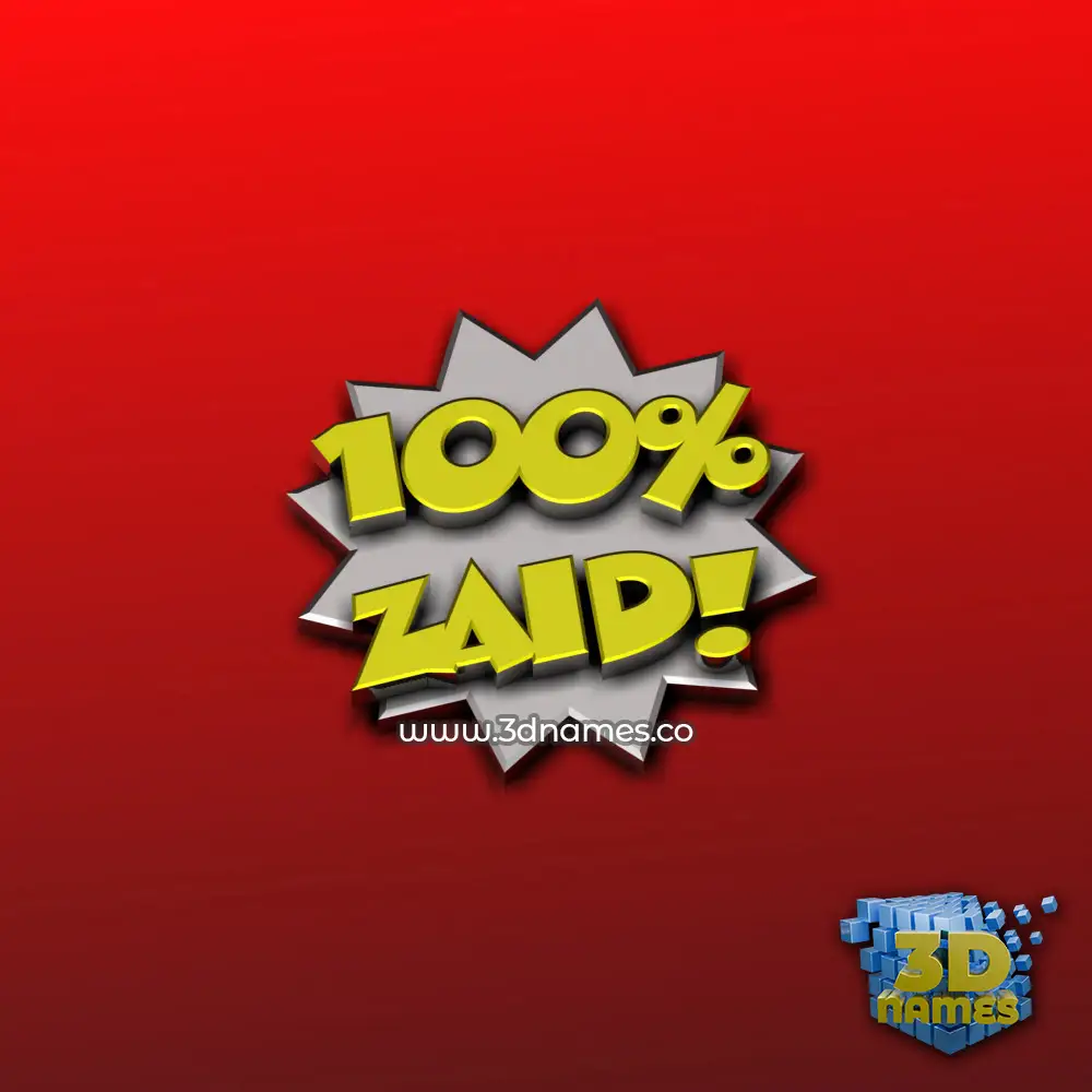 zaid in 100 Percent style - 3D name wallpaper