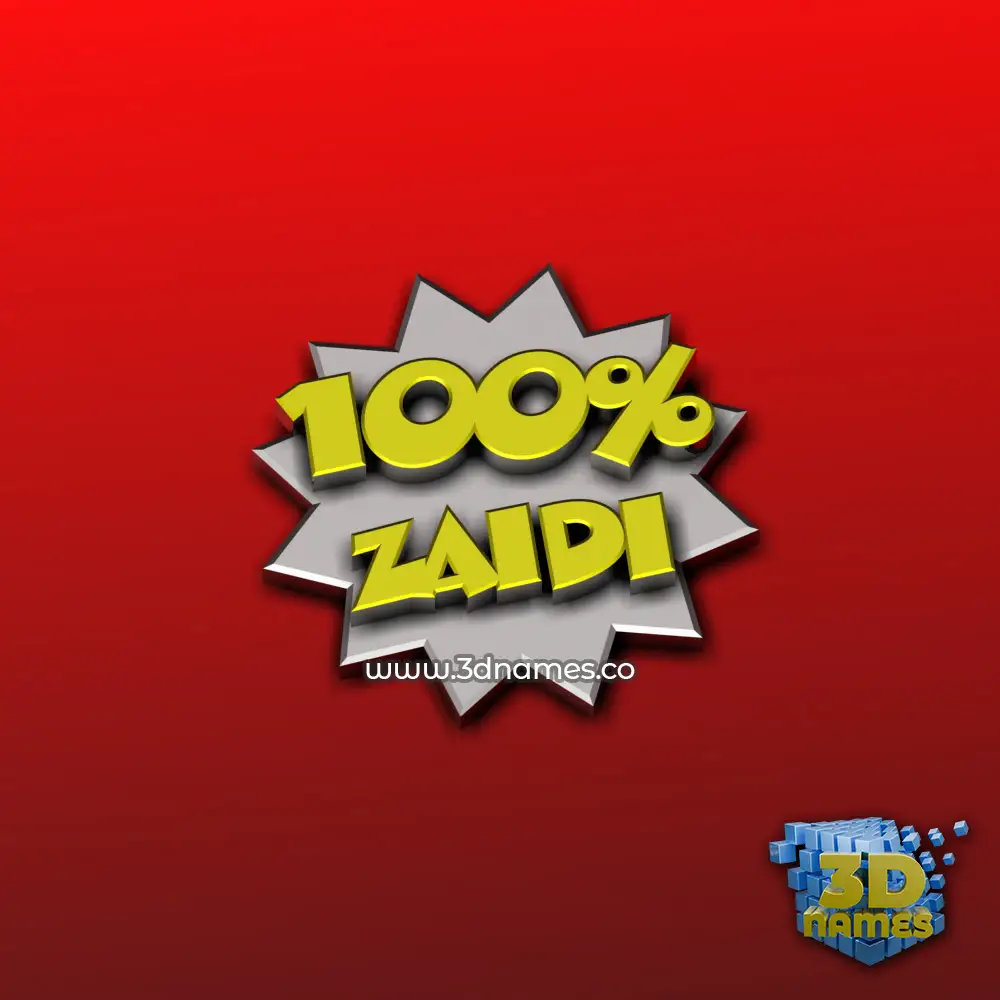 zaidi in 100 Percent style - 3D name wallpaper