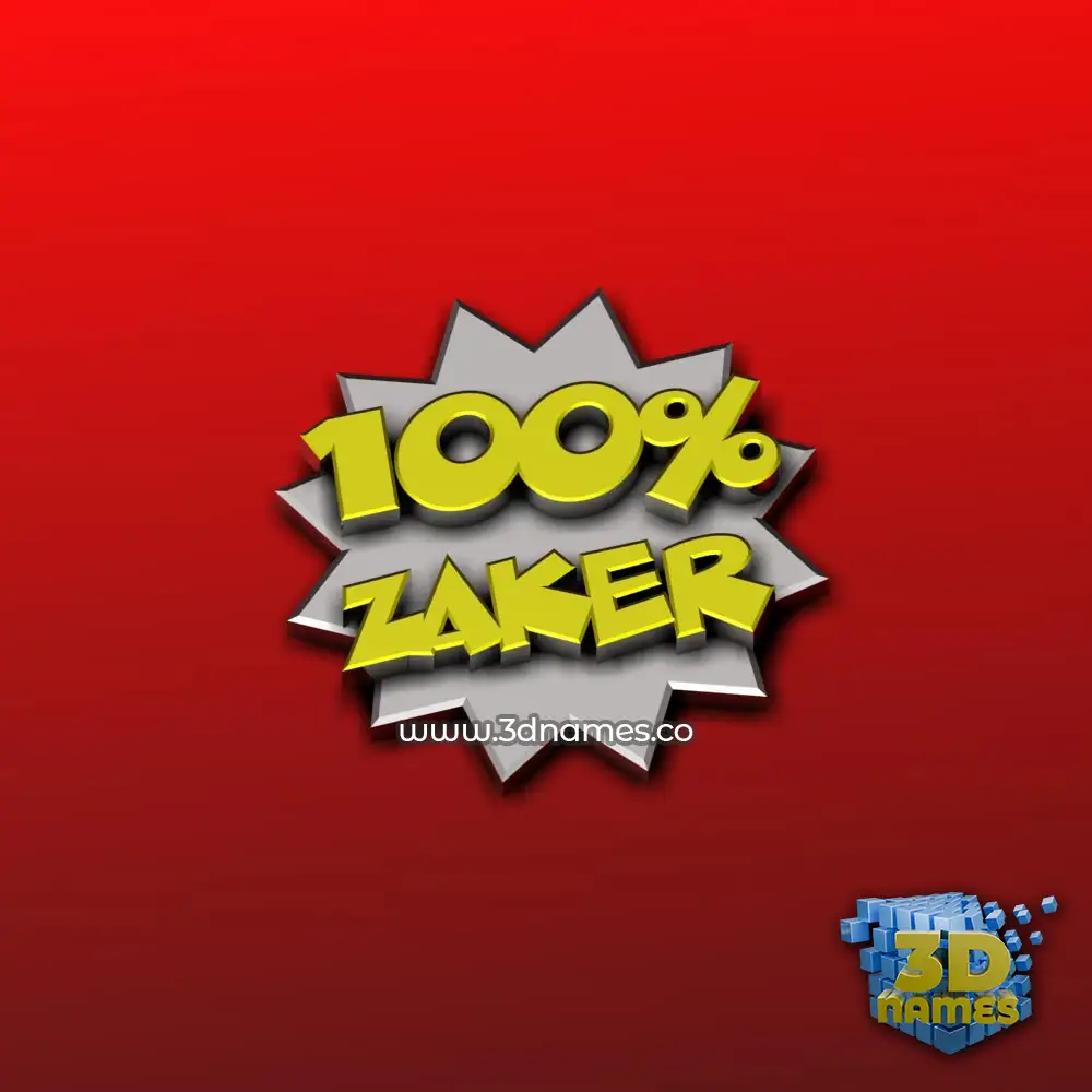 zaker in 100 Percent style - 3D name wallpaper