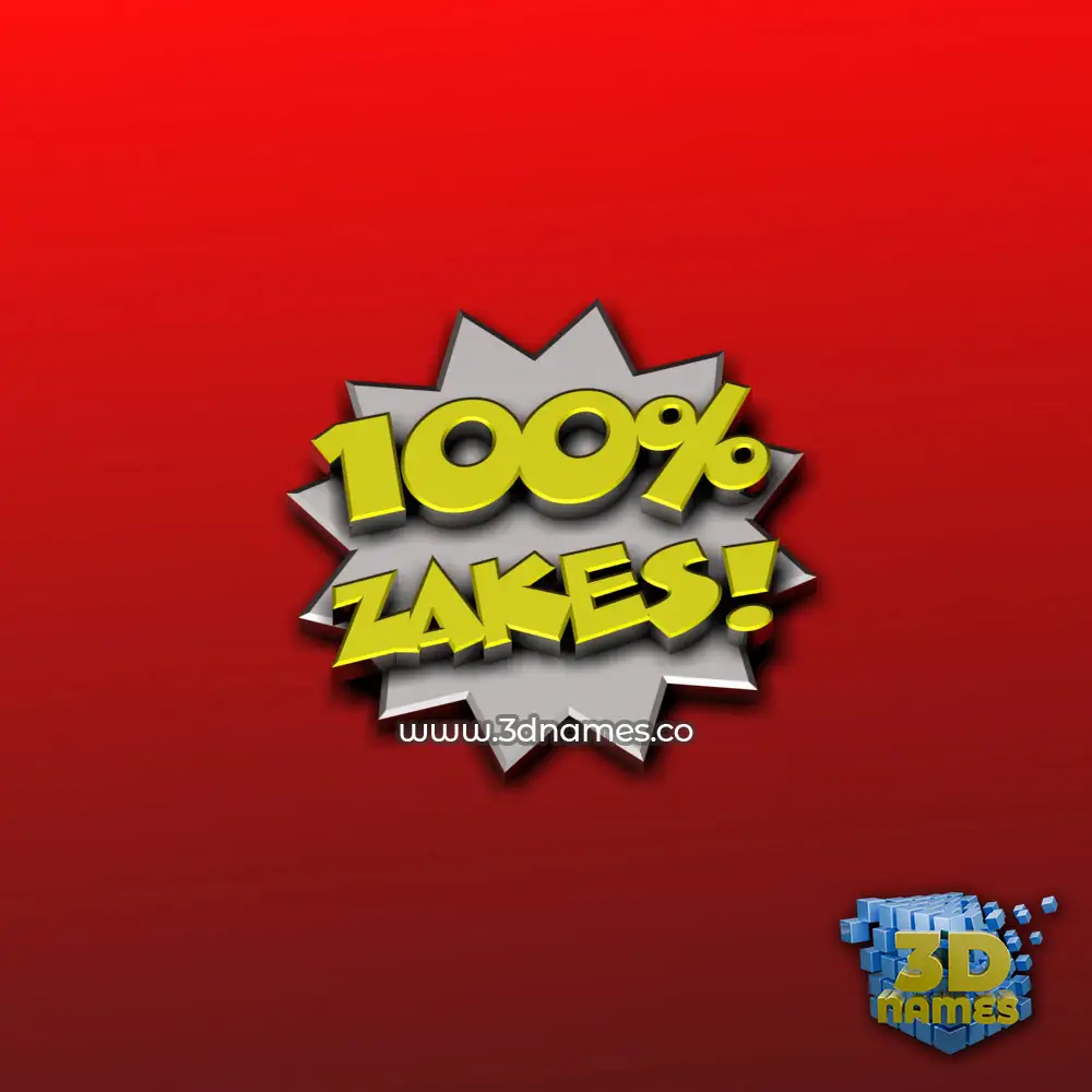 zakes in 100 Percent style - 3D name wallpaper