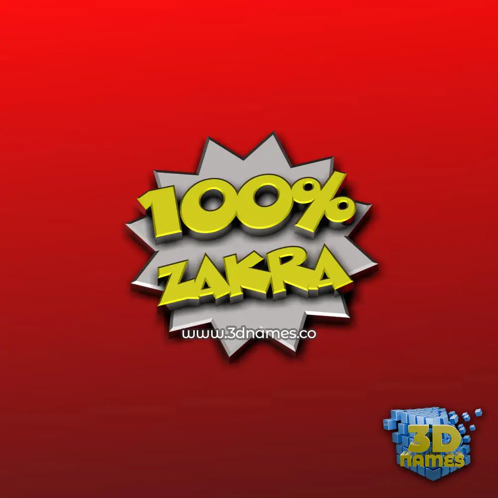 zakra in 100 Percent style - 3D name wallpaper