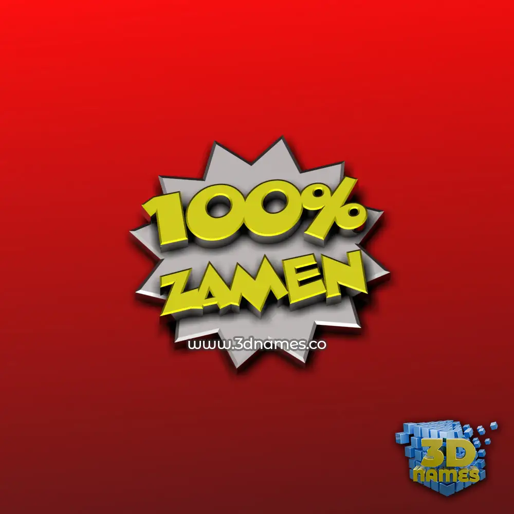 zamen in 100 Percent style - 3D name wallpaper