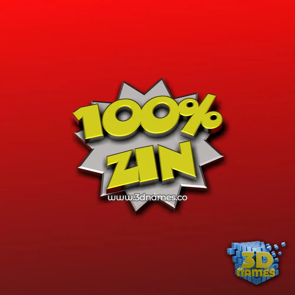 zin in 100 Percent style - 3D name wallpaper