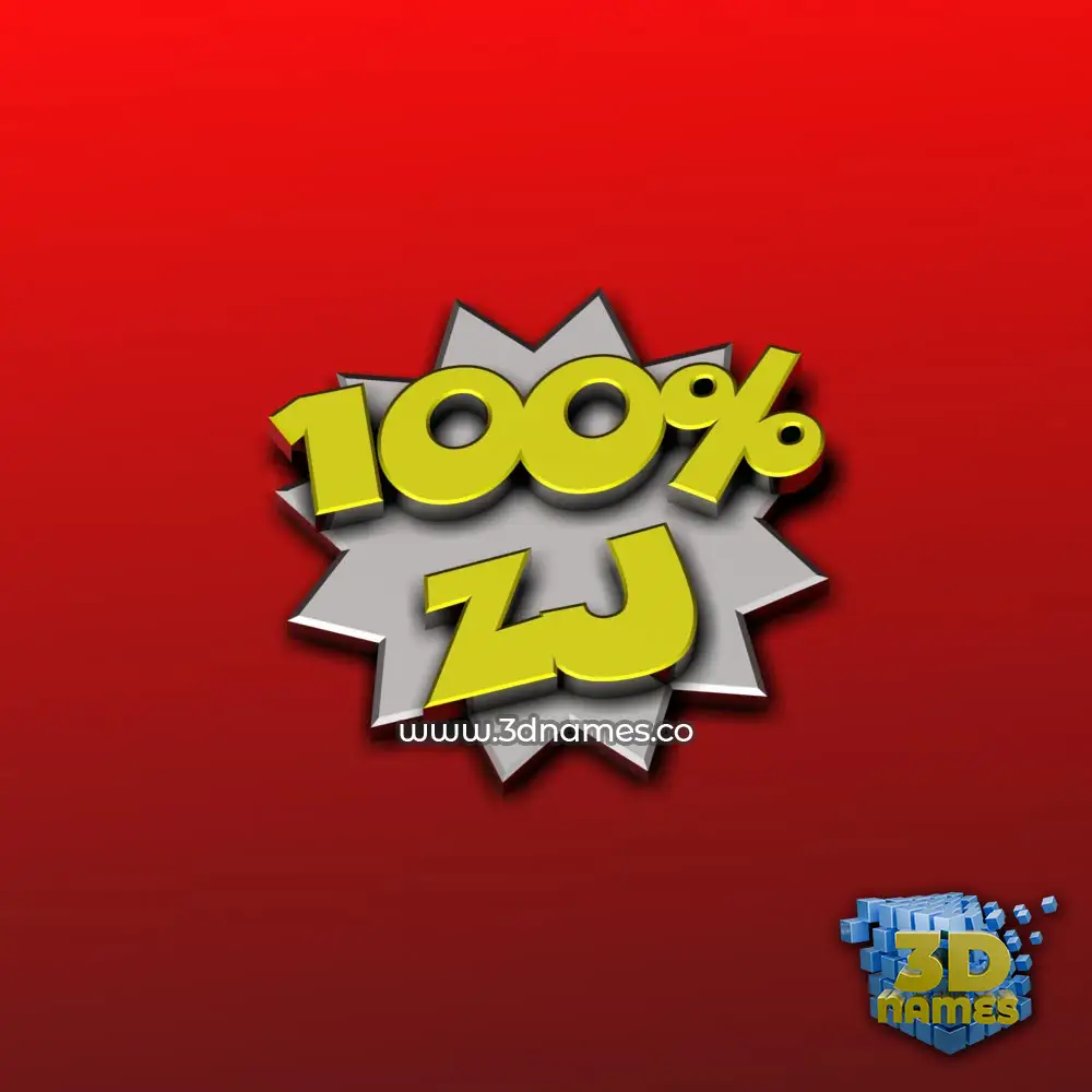 zj in 100 Percent style - 3D name wallpaper