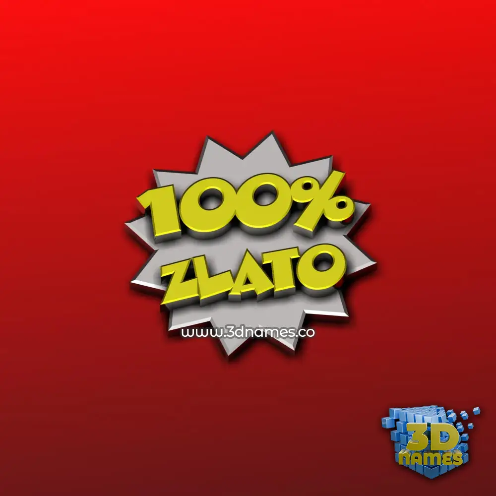 zlato in 100 Percent style - 3D name wallpaper