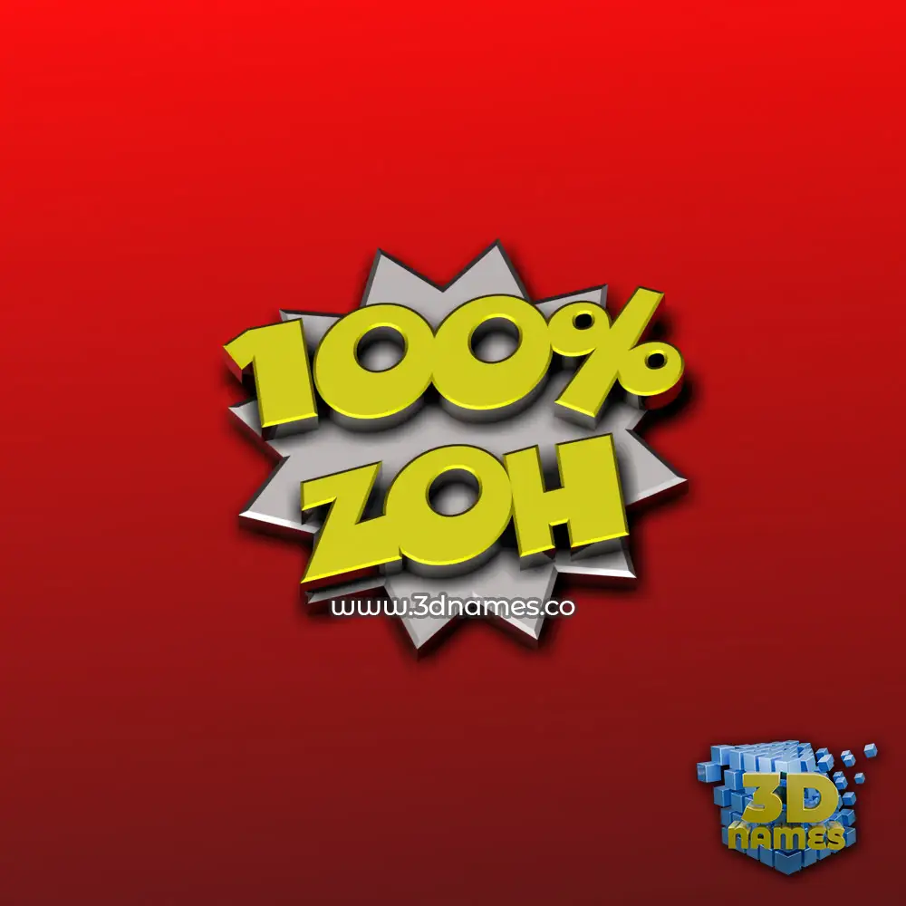 zoh in 100 Percent style - 3D name wallpaper