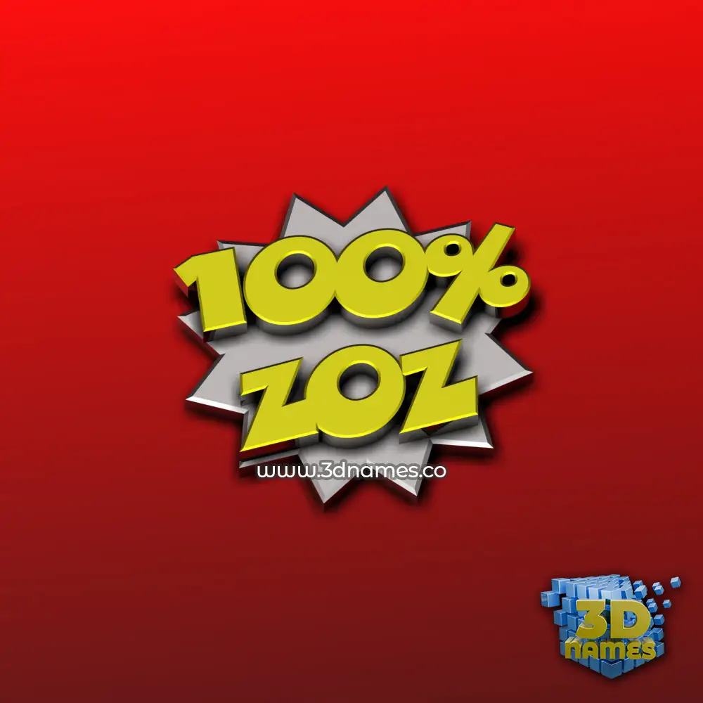 zoz in 100 Percent style - 3D name wallpaper