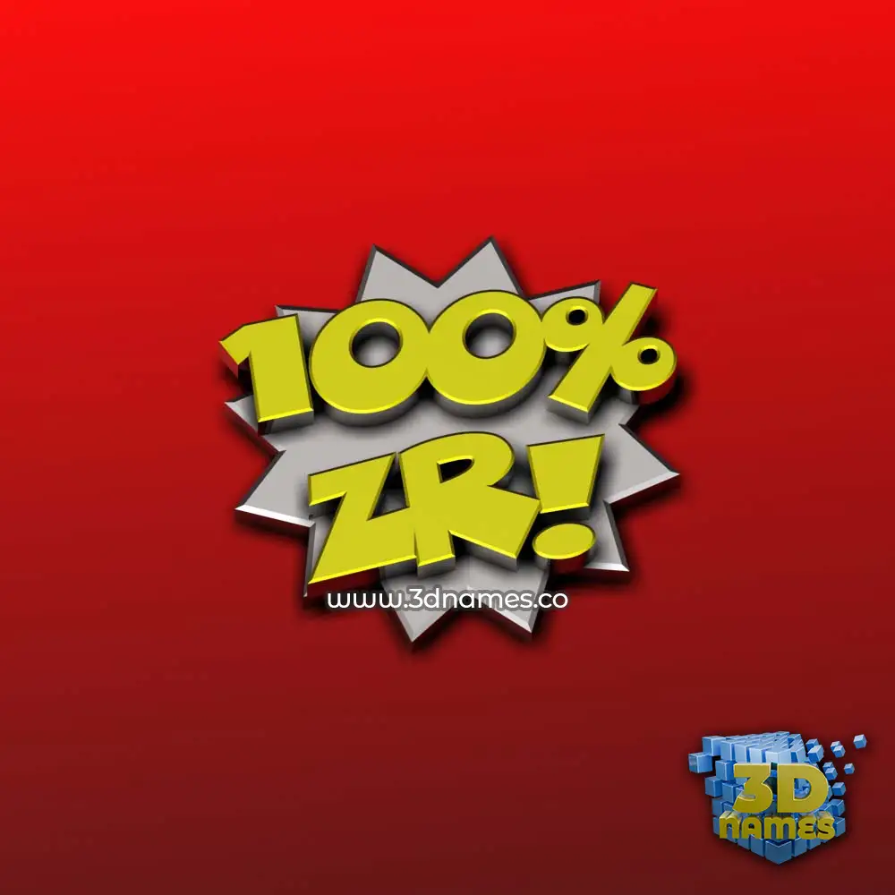 zr in 100 Percent style - 3D name wallpaper