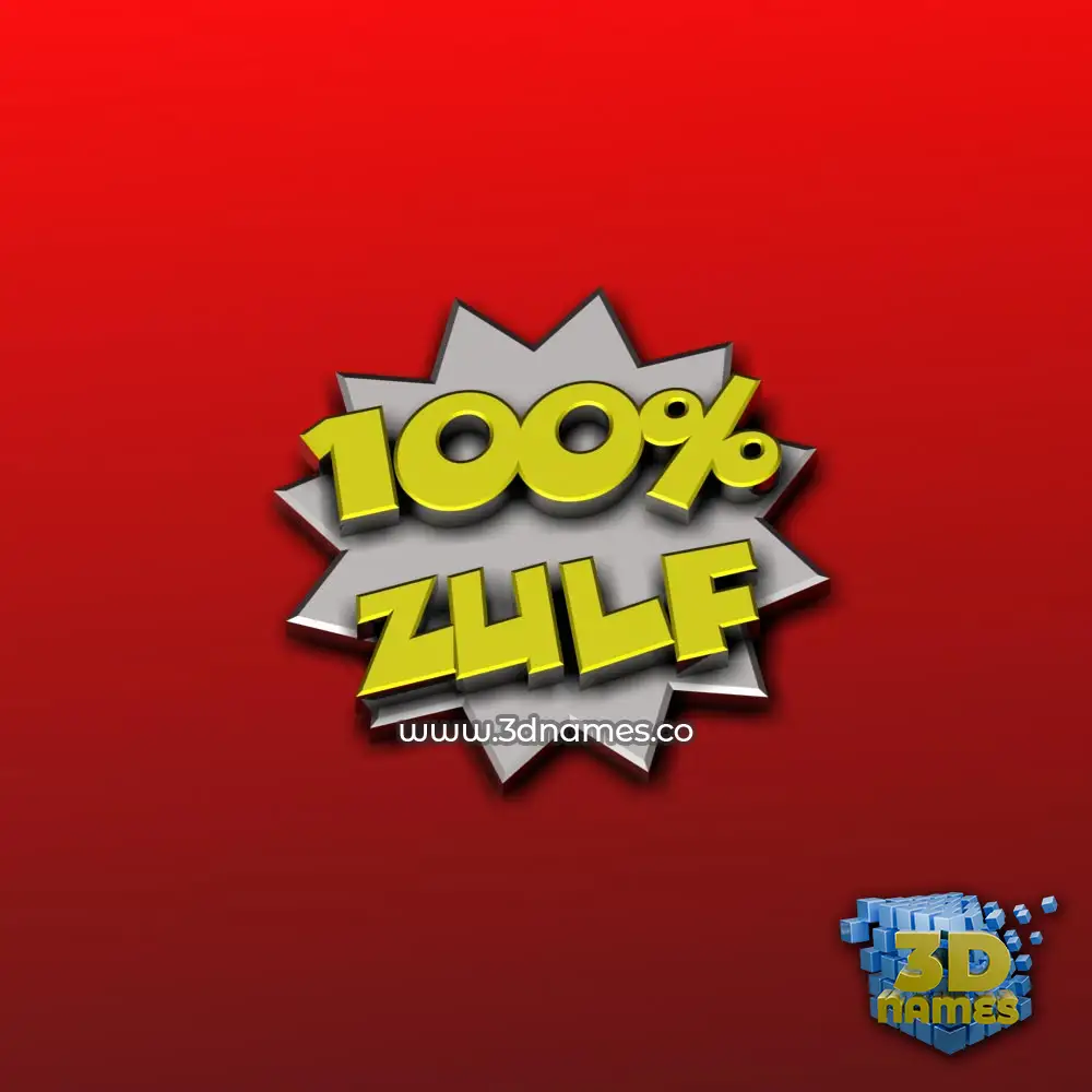 zulf in 100 Percent style - 3D name wallpaper