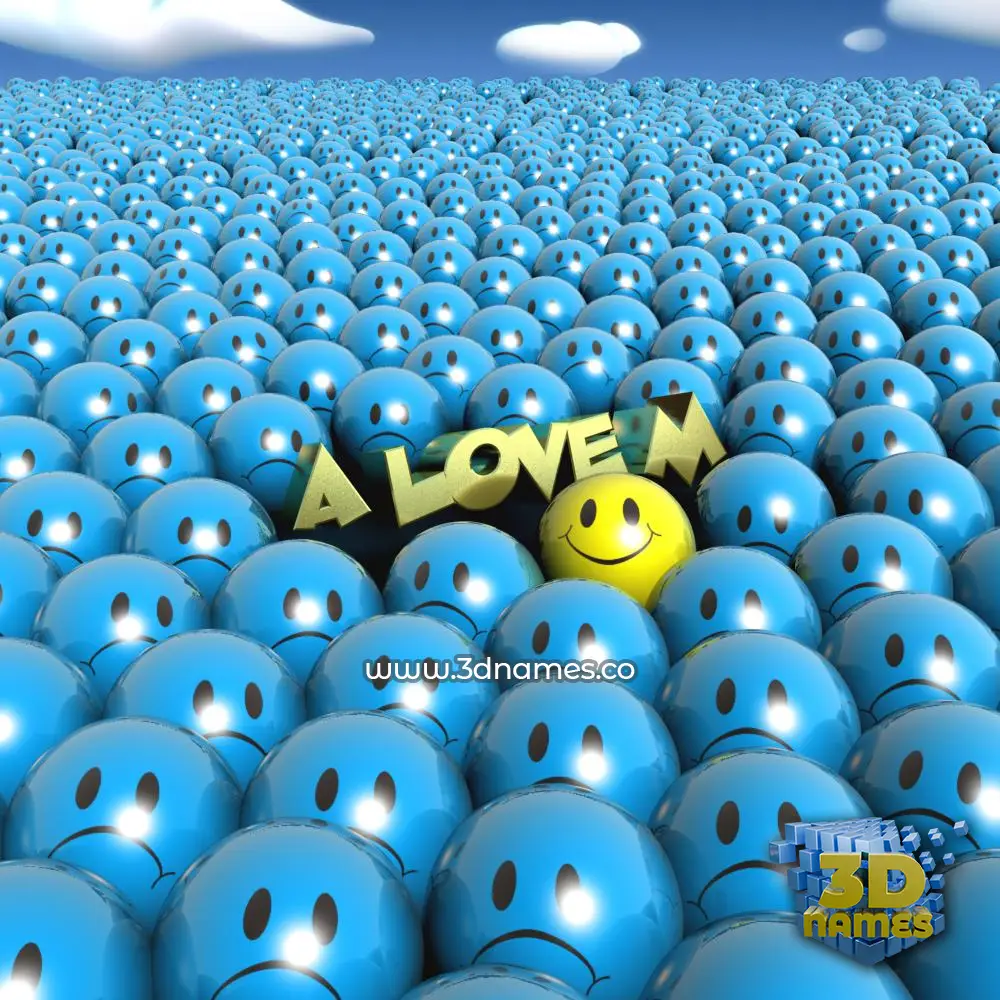 a love m in Special Smileys style - 3D name wallpaper