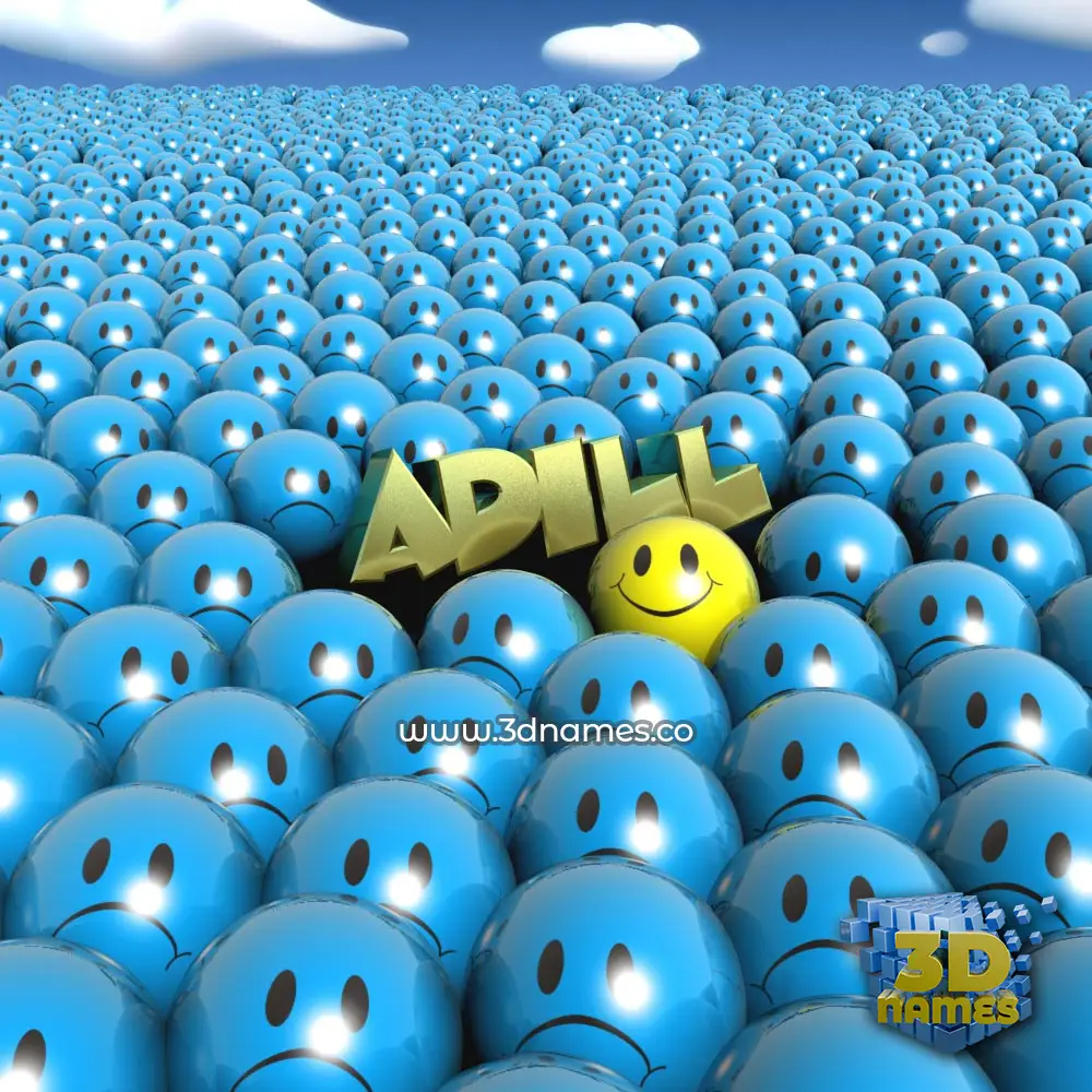 adill in Special Smileys style - 3D name wallpaper
