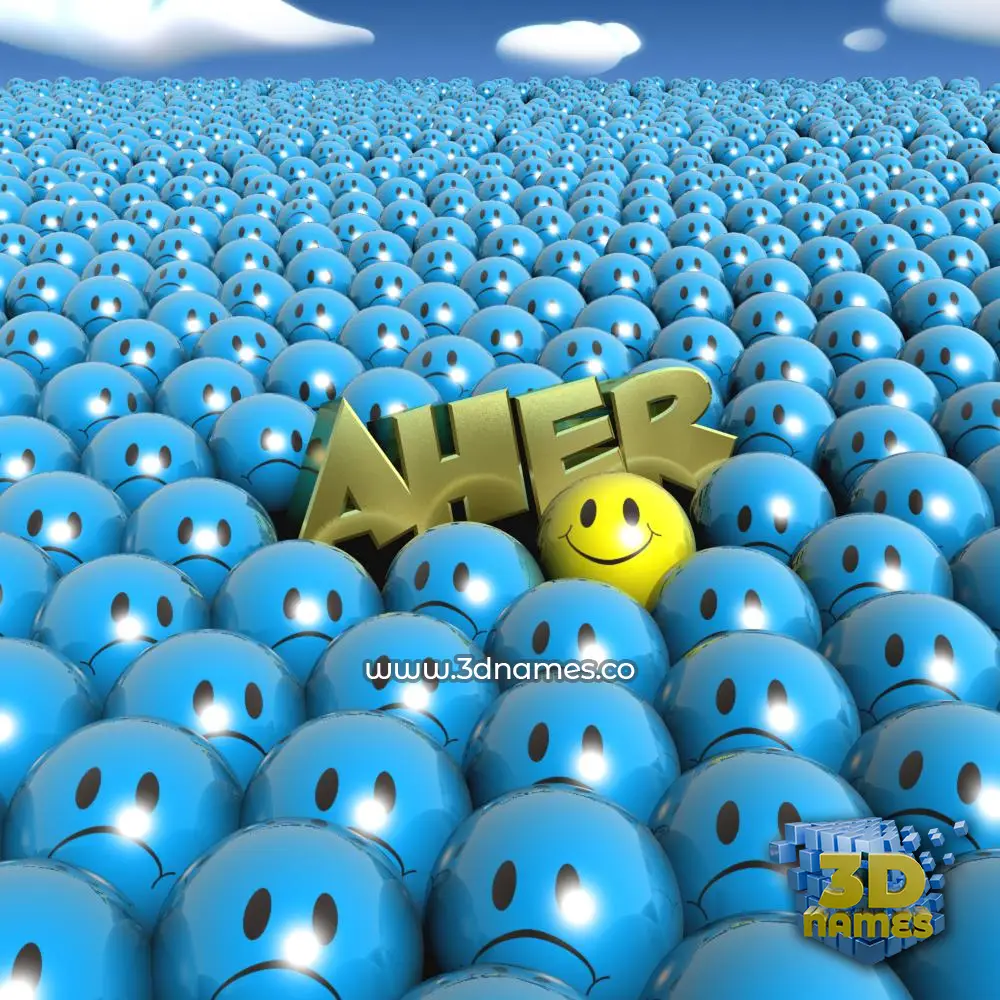 aher in Special Smileys style - 3D name wallpaper