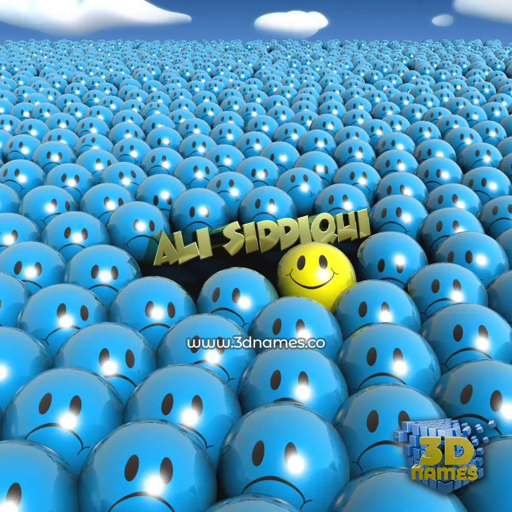 ali siddiqui in Special Smileys style - 3D name wallpaper