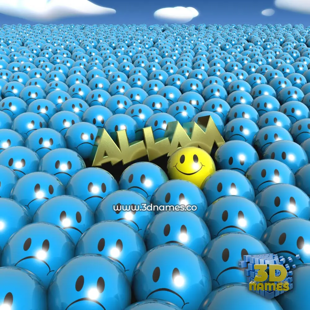 allam in Special Smileys style - 3D name wallpaper