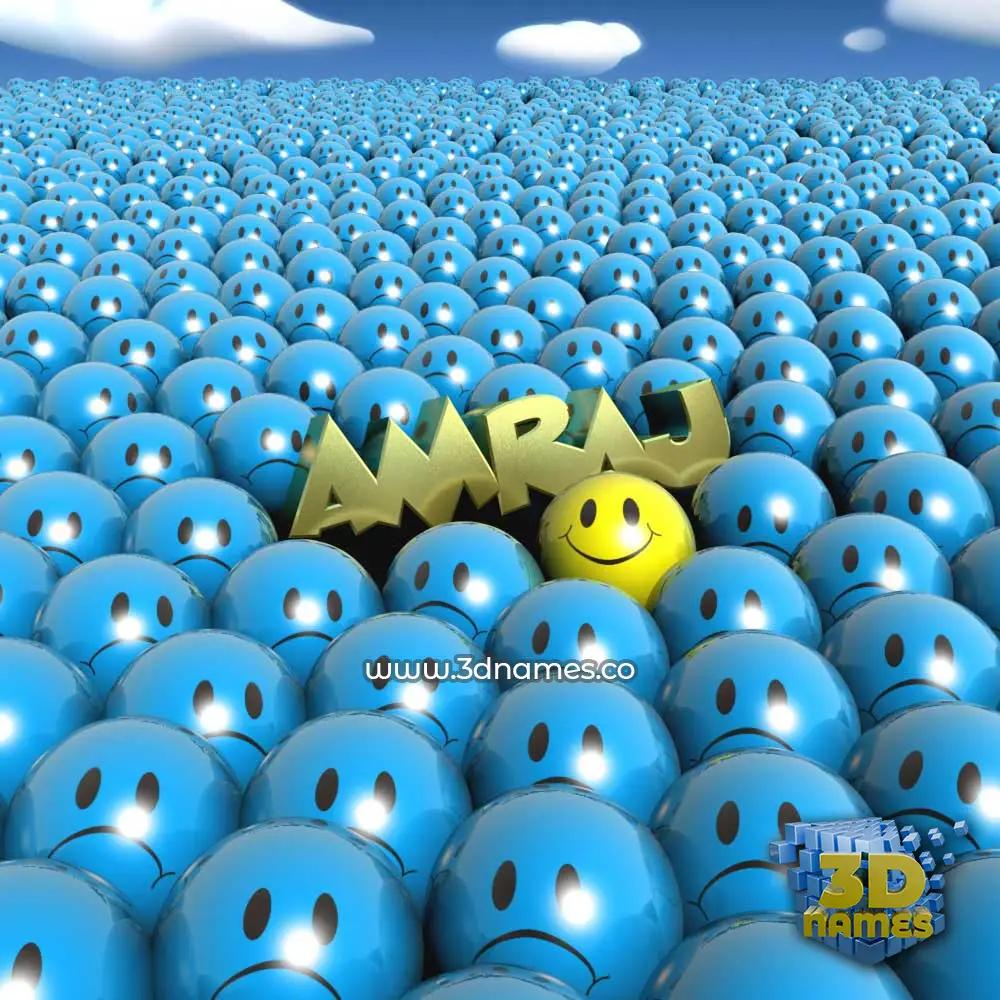 amraj in Special Smileys style - 3D name wallpaper