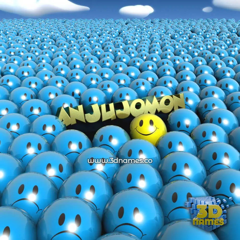 anjujomon in Special Smileys style - 3D name wallpaper