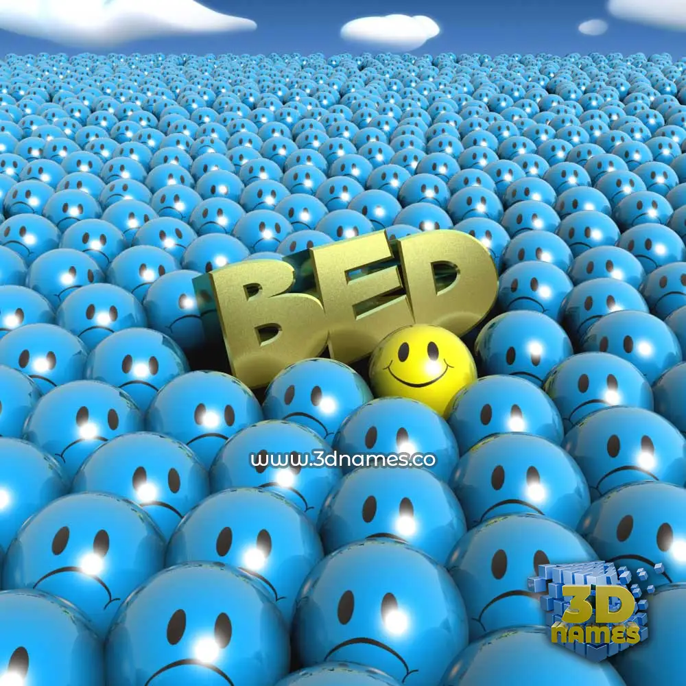bed in Special Smileys style - 3D name wallpaper