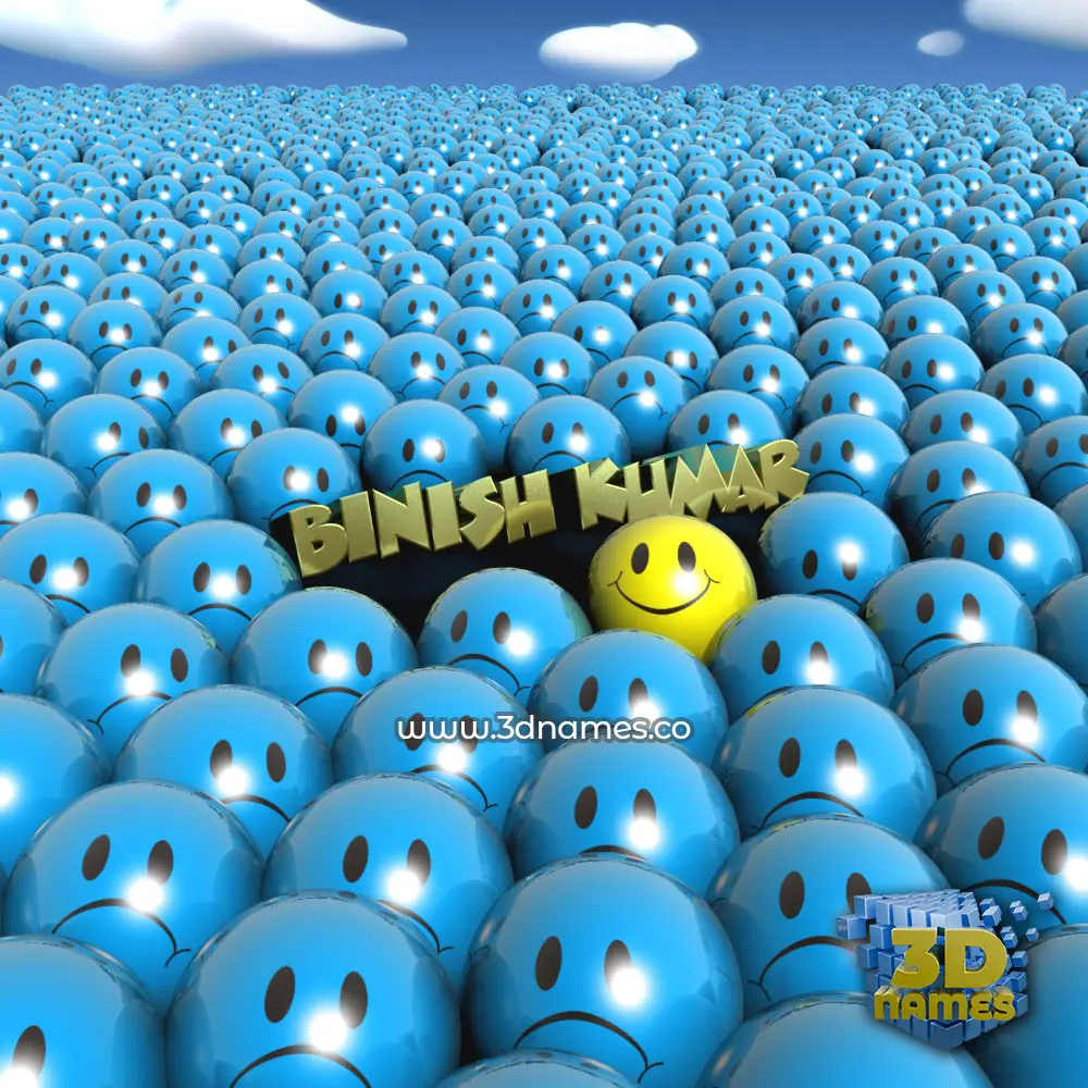 binish kumar in Special Smileys style - 3D name wallpaper