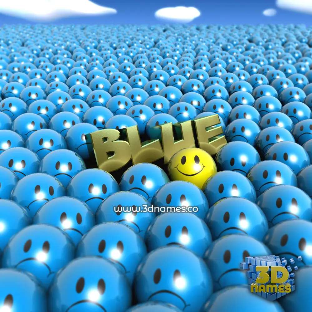 blue in Special Smileys style - 3D name wallpaper